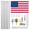 20ft Sectional Al Flag Pole w/US Flag Ball - as picture