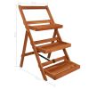 3-Tier Plant Stand 19.7"x24.8"x31.5" Solid Acacia Wood - Brown