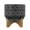 7" SWIRL PLANTER ON STAND, BLACK - as Pic