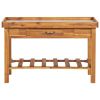 Garden Work Bench with Zinc Top Solid Acacia Wood - Brown