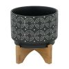 7" SWIRL PLANTER ON STAND, BLACK - as Pic