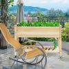 Wood Elevated Planter Bed with Lockable Wheels Shelf and Liner - Natural Wood