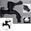 Black Washing Machine Faucet Wall Mounted Basin Tap Stainless Steel Single Cold Water Tap G1/2" - Default