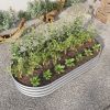 Raised Garden Bed Outdoor, Oval Large Metal Raised Planter Bed for for Plants, Vegetables, and Flowers - Silver - as Pic