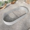 Raised Garden Bed Outdoor, Oval Large Metal Raised Planter Bed for for Plants, Vegetables, and Flowers - Silver - as Pic
