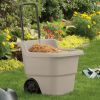 15 Gallon Resin Rolling Lawn and Utility Cart with Retractable Handle - beige