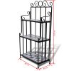 Plant Stand Display Black White Mosaic Pattern - Black