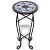 Mosaic Side Table Plant Table Black White - Black