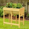 Raised Wooden Planter Vegetable Flower Bed with Liner - as show