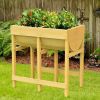 Raised Wooden Planter Vegetable Flower Bed with Liner - as show