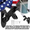 Flag Pole Holder Mount 1'' Two-Position Metal Mounting Bracket For House - Black
