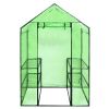 Walk-in Greenhouse with 4 Shelves - Green