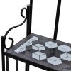 Plant Stand Display Black White Mosaic Pattern - Black