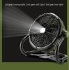 12V Camping Fan With LED Lights Exterior Large Cooling Desk Fans With 5200Ah Battery For Tourism Emergency Outages  (only pick up) - black