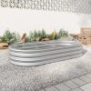 Raised Garden Bed Outdoor, Oval Large Metal Raised Planter Bed for for Plants, Vegetables, and Flowers - Silver - as Pic