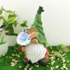 Solar Garden Outdoor Statues, Resin Gnome Statue Outdoor Decor - Green