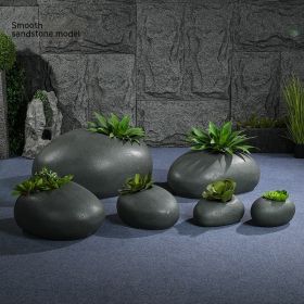 Outdoor Simplicity Indoor GRP Flowerpot Ornaments (Option: Glossy Sandstone Color-Length 45 Width 32 Height 19CM)
