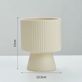 Ceramic Nordic Creative Striped Ceramic Flower Pot (Option: A Beige)