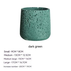 Nordic Cement Flowerpot Creative Volcanic Rock Breathable Greenery Potted Pot With Tray Flowerpot (Option: Sy006 Dark Green-Medium)