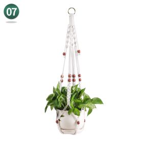 Handmade Woven Flower Pot Net Pocket Hanging Gardening (Option: Style 7 14 Beads 82cm)