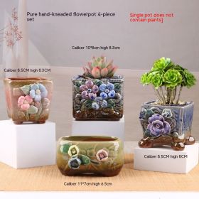 Succulent Small Flower Pot Stoneware Breathable Purple Sand Absorbent Basin (Option: 026-Ceramic)