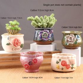 Succulent Small Flower Pot Stoneware Breathable Purple Sand Absorbent Basin (Option: 028-Ceramic)