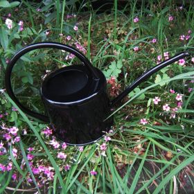 Watering Iron Sheet Watering Pot Gardening Garden Greening Vegetable Garden Large Capacity Kettle (Color: Black)