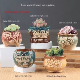 Succulent Small Flower Pot Stoneware Breathable Purple Sand Absorbent Basin (Option: 023-Ceramic)
