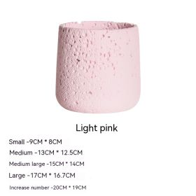 Nordic Cement Flowerpot Creative Volcanic Rock Breathable Greenery Potted Pot With Tray Flowerpot (Option: Sy006 Light Pink-Medium)