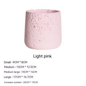 Nordic Cement Flowerpot Creative Volcanic Rock Breathable Greenery Potted Pot With Tray Flowerpot (Option: Sy006 Light Pink-Medium)