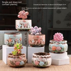 Succulent Small Flower Pot Stoneware Breathable Purple Sand Absorbent Basin (Option: 053-Ceramic)