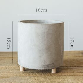 Desktop Cement Flowerpot With Legs (Option: Cylindrical Small Size-Flowerpot)