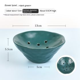 Hole Flower Bowl Ceramic Zen Chinese Style (Option: Dark Green)
