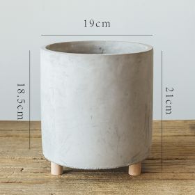 Desktop Cement Flowerpot With Legs (Option: Cylindrical Large-Flowerpot)
