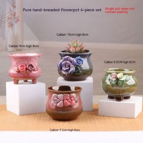 Succulent Small Flower Pot Stoneware Breathable Purple Sand Absorbent Basin (Option: 025-Ceramic)