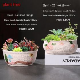 Ceramic Large Diameter Succulent Flowerpot (Option: 16style-Ceramic)