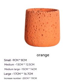 Nordic Cement Flowerpot Creative Volcanic Rock Breathable Greenery Potted Pot With Tray Flowerpot (Option: Sy006 Orange-Small)