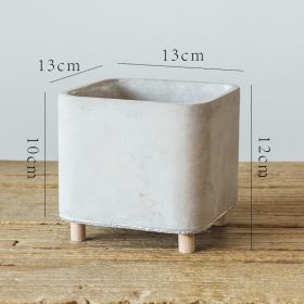 Desktop Cement Flowerpot With Legs (Option: Square Large-Flowerpot)