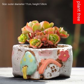 Cute And Creative Large Caliber Combination Pot With Meat And Flower Pots (Option: H)