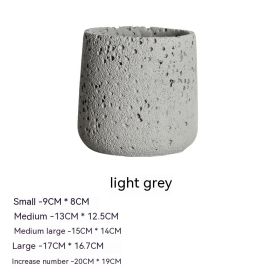 Nordic Cement Flowerpot Creative Volcanic Rock Breathable Greenery Potted Pot With Tray Flowerpot (Option: Sy006 Light Gray-Medium)