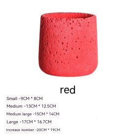 Nordic Cement Flowerpot Creative Volcanic Rock Breathable Greenery Potted Pot With Tray Flowerpot (Option: Sy006 Red-Medium)