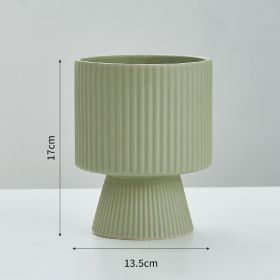Ceramic Nordic Creative Striped Ceramic Flower Pot (Option: A Green)