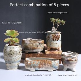 Succulent Flower Pot Breathable Stoneware Basin (Option: Perfect Set Of Set 5 Pieces)