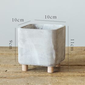 Desktop Cement Flowerpot With Legs (Option: Square Medium-Flowerpot)